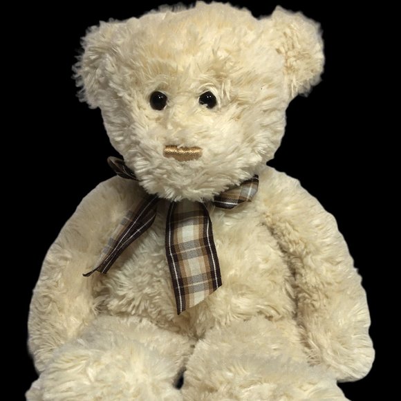 Ty Classic Charisse Ivory Cream Teddy Bear 2006 Beanbag Plush Plaid Bow RARE HTF - Picture 2 of 8